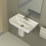 CeraStyle 035100U-S-PED Rectangular White Ceramic Semi-Pedestal Sink